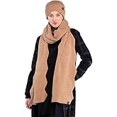 C.C Womens Winter Knit Beanie Hat and Scarf Set, Chevron Pattern, Warm Cozy Accessories