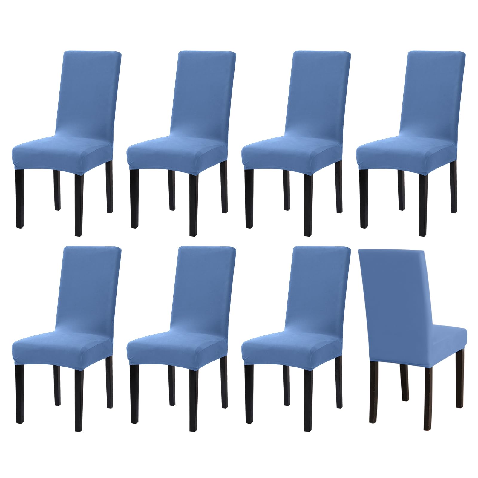 Sufdari Chair Covers 8 Blue,Stretch Dining Chair Covers, Spandex seat Covers for Dining Chairs,Elastic Washable Chair Protectors for Dining Room,Hotel,Restaurant,Banquet (8,Blue)