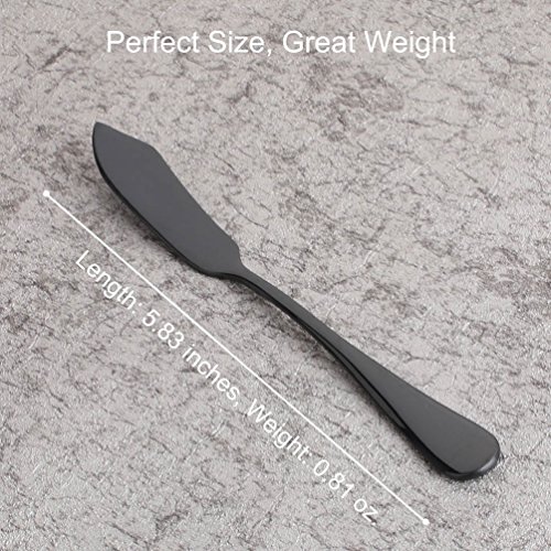 Black 6 Piece Butter Knife 6-inch Stainless Steel Cheese Spreader Knives Set Table Silverware Dishwasher Safe Service for 6