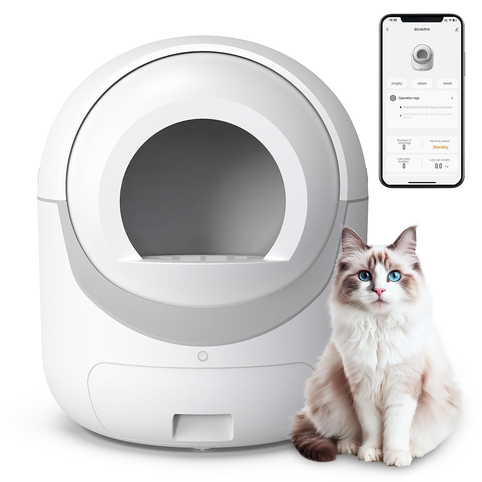 Photo 1 of *FOR PARTS ONLY* Self Cleaning Cat Litter Box, Automatic Cat Litter Box with APP Control Odor Removal Safety Protection for Multiple Cats, with Garbage Bags
