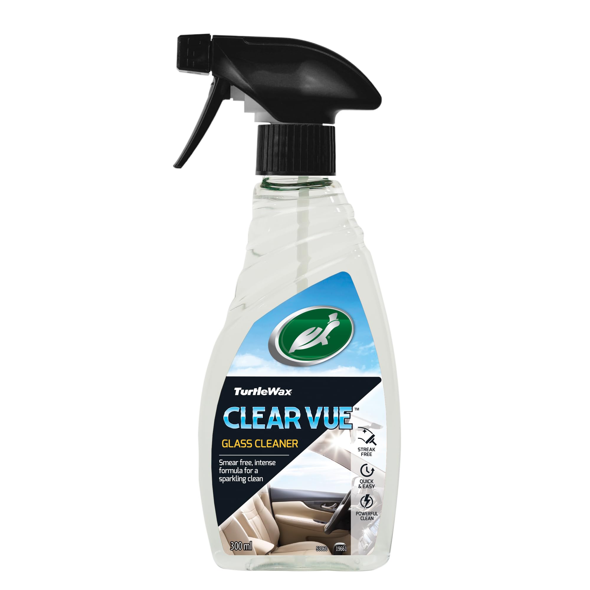Turtle Wax Clearvue Car Glass Window Cleaner 500ml - Streak-Free Finish with Crystal Clear Glass Results - Suitable for Car Windows and Motorcycle Helmets