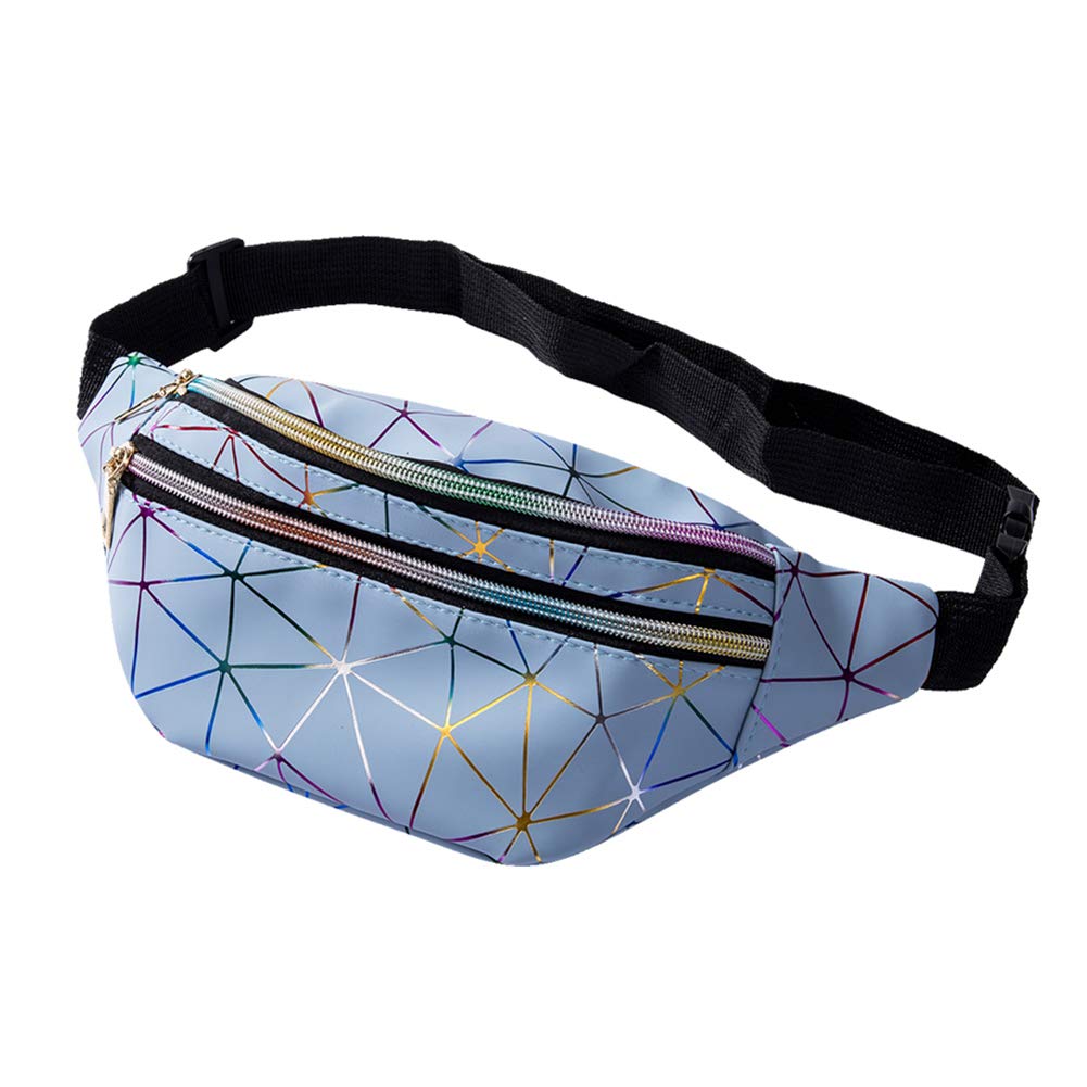 Geagodelia FB17991 Bum Bag for Women Girls Stylish PU Waist Bag with Adjustable Strap for Travel Hiking Outdoor Festival, lightblue (Blue) - FB17991