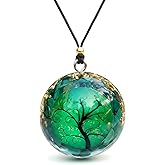EternalOrgone Handmade Orgone Pendant Malachite Chakra Gemstone Reiki Healing Crystals Chakra Orgonite Pendant Necklace for Good Luck Yoga Meditation Jewelry - Adjustable Rope (Green)