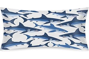 CEMFYZOCH Satin Pillowcase for Hair and Skin Cool Blue Animal Shark Soft Silk Pillow Case with Envelope Closure Cooling Pillow Cases Slip King Size Pillow Cover for Women Men Kids Boys Girls 20x40
