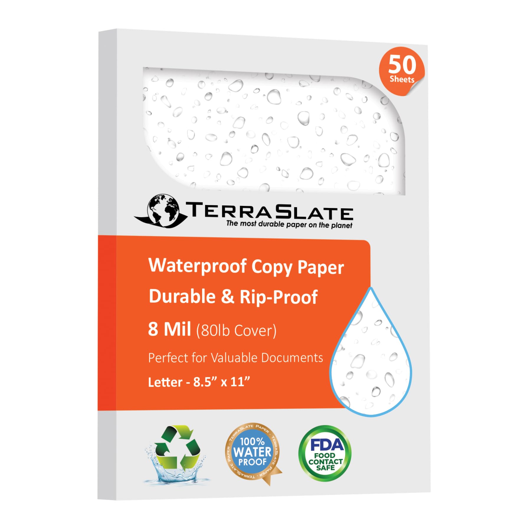 TerraSlate Paper 7 Mil Waterproof Laser Printer/Copy Paper (50 Sheets)