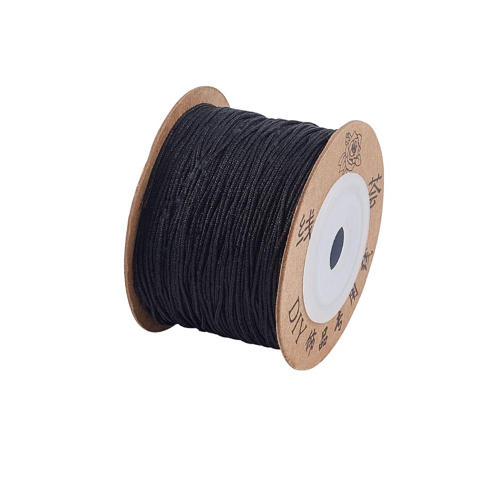 UNICRAFTALE About 100m/roll 0.8mm Black Nylon Thread Bracelet Braided Cord Beading Nylon Thread Chinese Knot Nylon Braided Thread for Beading Jewellery Bracelets Making