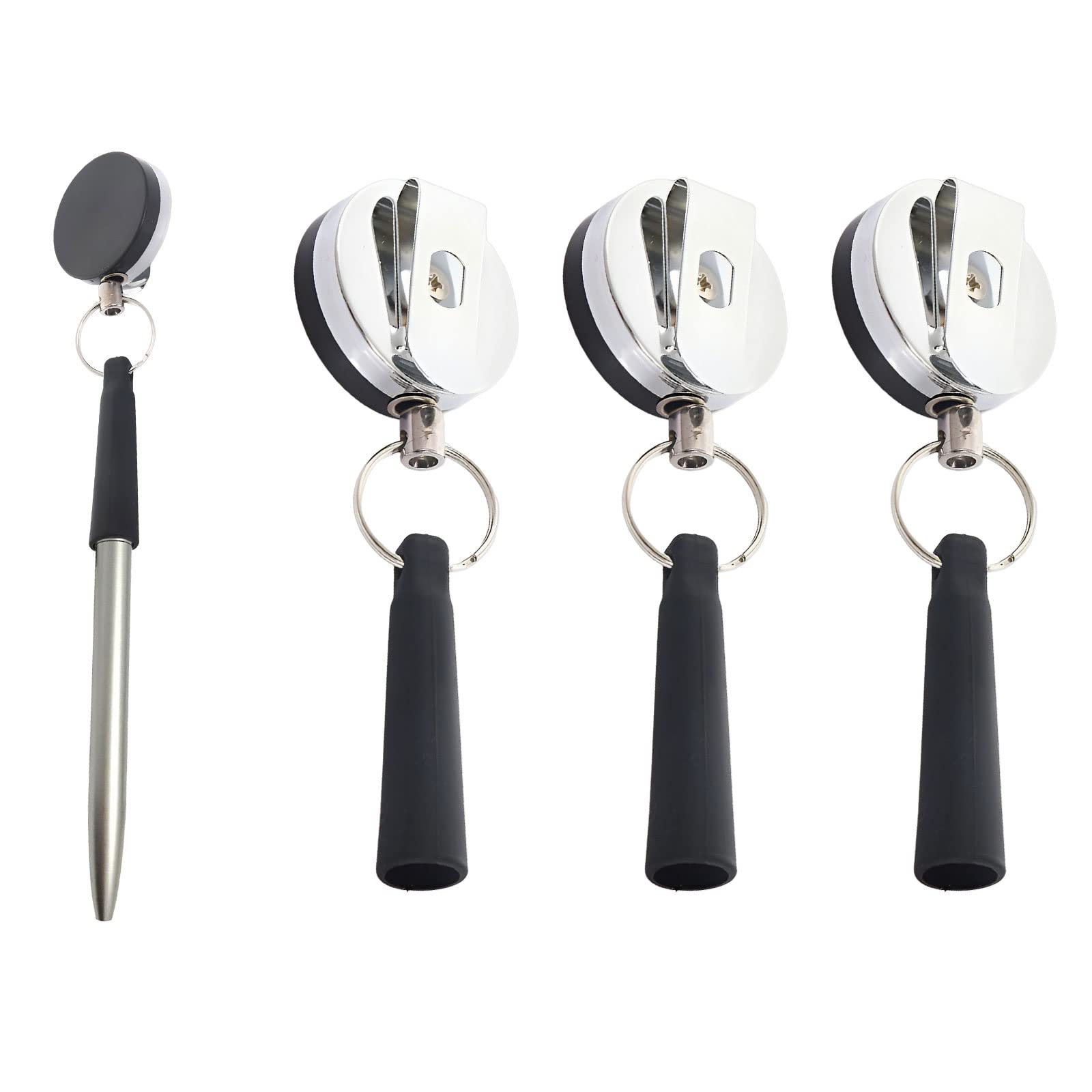 BLMHTWO 3 Pieces Retractable Pencil Holder Pen Lanyard Carpenter Pencil Holder with Metal Clip Heavy Duty Silicone Retractable Pull Pencil Pen Holder for Nurses Waitresses Construction Workers