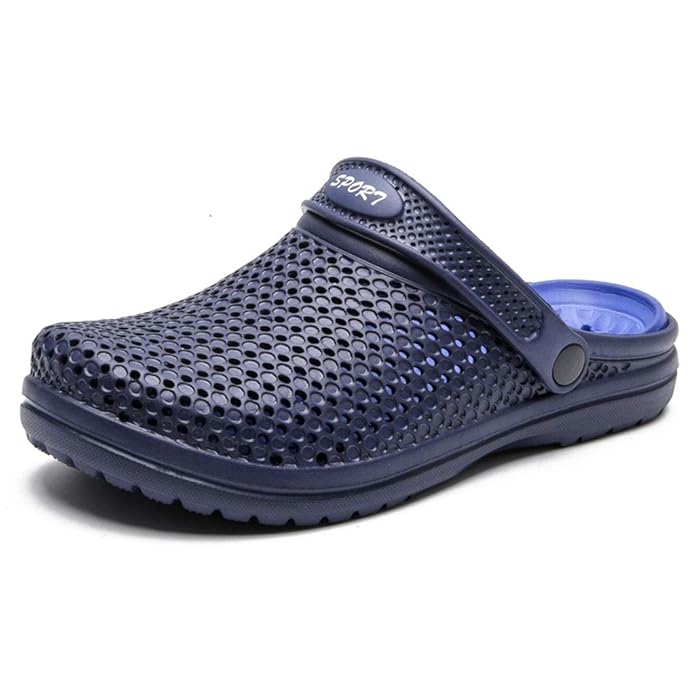 DIKHBJWQ Herren Sommer Loch hohles Faule Schuhe atmungsaktiv Hausschuhe lässig Outdoor Sandalen Rutschfeste Strand Slipper