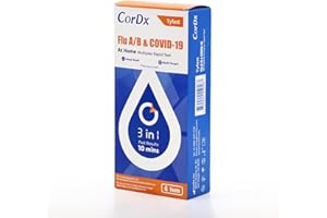 CorDx Tyfast at Home Flu A/B and COVID 19 Rapid Test Kit, Easy, Accurate, Fast Results in 10 Minutes, 4 Tests.