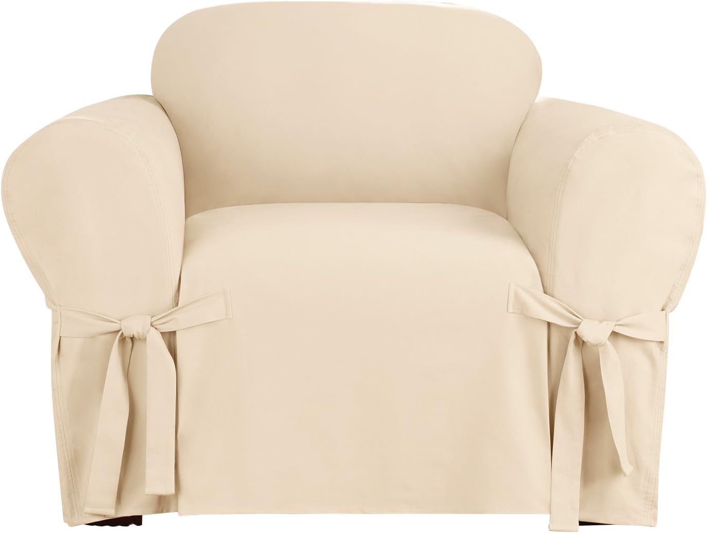 Sure Fit Heavyweight Cotton Duck One Piece Slipcover Natural T Cushion Loveseat