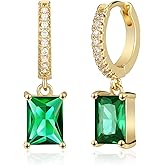 Small Hoop Earrings for Women, 18k Gold Plated Huggie Dangle Dainty Green Drop Earrings Jewelry For Women Gift