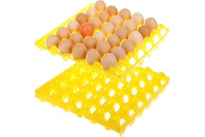 IOFFERSUPER 6 Pack Plastic Egg Trays, Each Holds 30 Eggs(#1) for Home Chicken Farmers, Stackable Egg Cartons Hold Multiple Eggs, Great for Storing, Sorting, and Shipping Eggs, Stackable and Reusable (yellow)