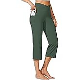 Willit Women's Yoga Capris Pants High Waist Leggings Crossover Straight Leg Athletic Exercise Workout Crop Capris 21"
