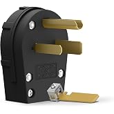 ENERLITES NEMA 6-30P/50P Straight Blade Angle Plug, 30/50A 250V, Black | Industrial Grade, 2-Pole 3-Wire Grounding, Replacement Male Plug for Dryer/Welder/Range, Nylon, Brass Blades, UL Listed
