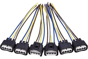 Saihisday 90980-11885 Ignition Coil Connector Plug Harness Replacement for Toyota Lexus 4-Way Female (Pack of 6)