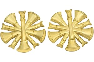 Smith & Warren Five crossed Fire Chief Bugles Collar Brass Rank Insignia Gold Finish Fire Uniform Pin