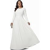 KOH KOH Womens 2026 Long Sleeve Soft Flowy Empire Waist Fall Winter Party Gown
