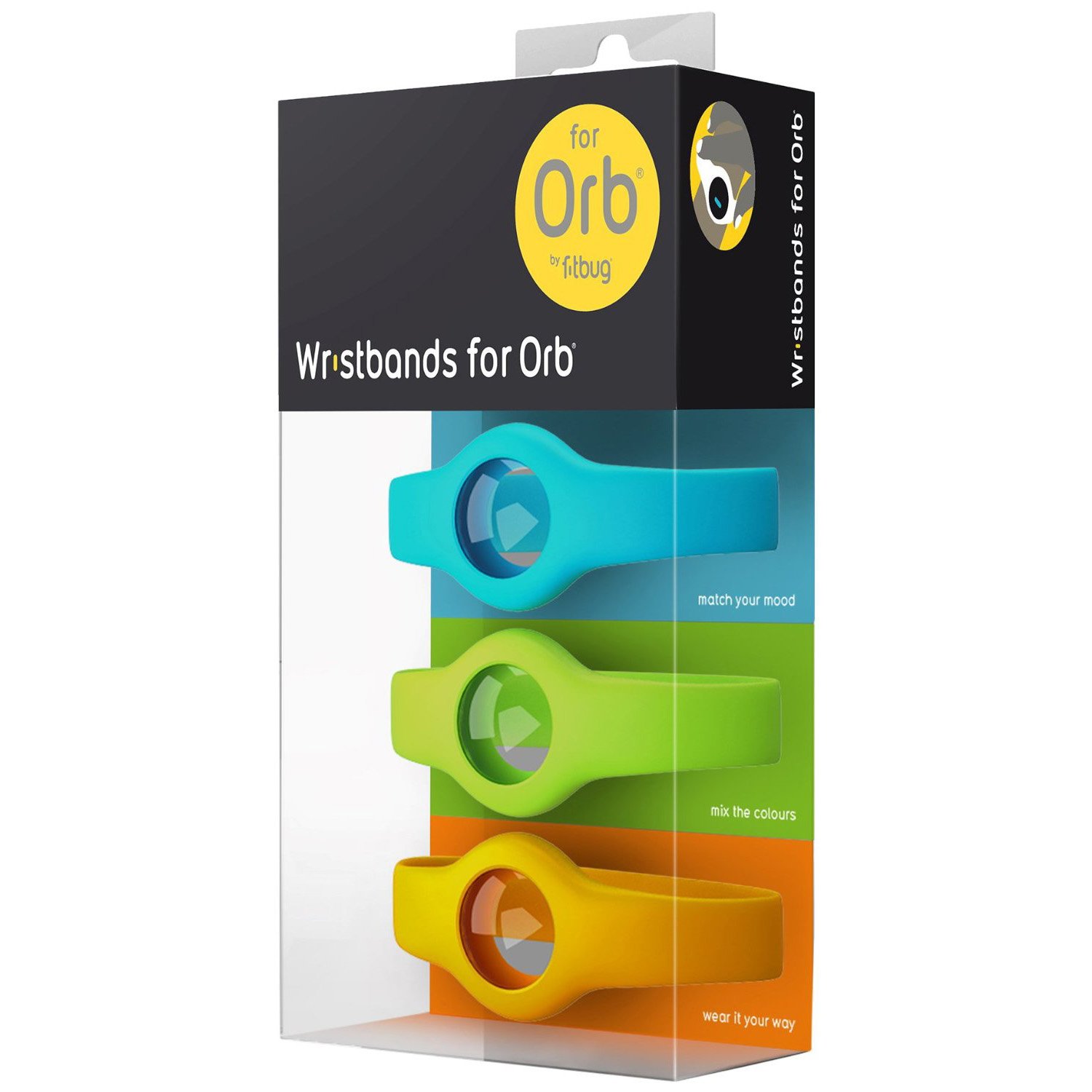 Fitbug Orb Secure Multi Wrist Strap - Blue/Green/Orange (Pack of 3)