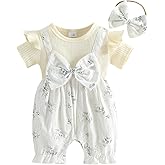 YINGISFITM Newborn Baby Girl Summer Clothes Short Sleeve Bubble Romper Bow Shorts Jumpsuit Infant Outfit 0 3 6 9 12 18 Months