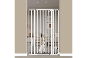 THEYFIRST 57" Extra Tall Cat Gate for Doorways, 38.5"-43.3" Tall Pet Gate for Cats Walk Through, Auto Close Tall Baby Gates with Door, Child Safety Gate Indoor Stairs, Cat Proof Gate for Dogs, White