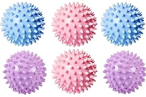 MORITAS PET Reusable Laundry Dryer Balls, Sky Blue Plastic Anti-Static Fabric Softener, Reduces Wrinkles, Sustainable Cleaning Supplies, Essential Washing & Drying Aid for Soft, 6 Pack (Sky Blue/Purple/Pink)