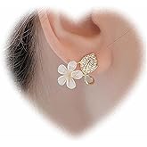 W WEILIRIAN Bohemian Flower Earrings Crystal Leaf Earrings Gold Leaf Stud Earrings Vintage Plant Earrings Jewelry for Women