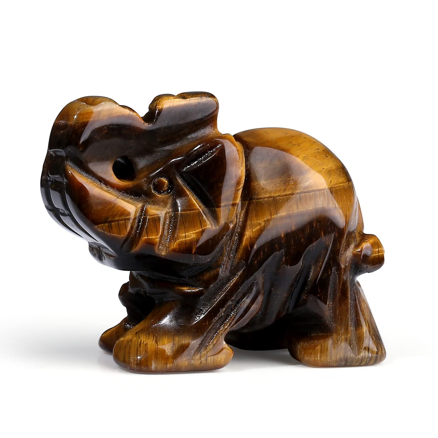 XIANNVXI Tigers Eye Crystal Elephant Ornament Figurine Statue Tigers Eye Elehphant Shlf Ornament Decor 1.5" Cute Desk Accessories