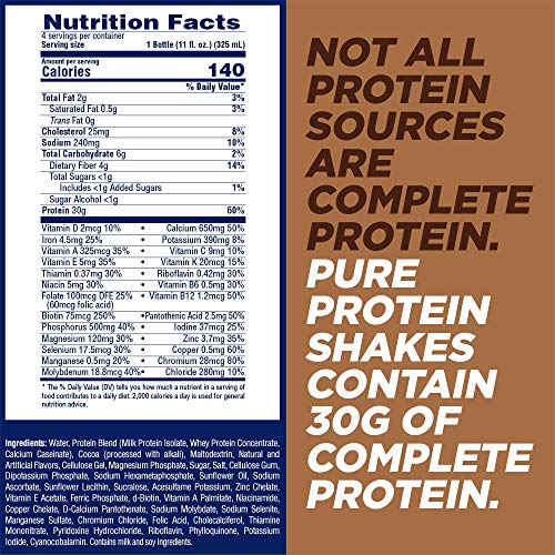Pure-Protein-Chocolate-Protein-Shake-30g-Complete-Protein-Ready-to-Drink-and-Keto-Friendly-Vitamins-A-C-D-and-E-plus-Zinc-to-Support-Immune-Health-11oz-Bottles-4-Pack