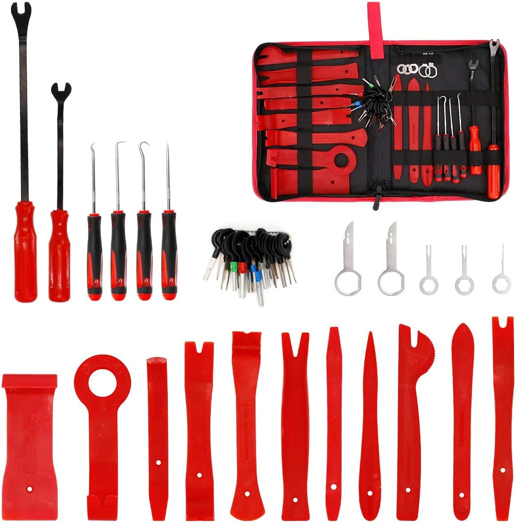 UTSAUTO 40Pcs Auto Audio Trim Removal Tool Set Car Panel Door Audio Trim Removal Install Tool Kit Upholstery Removal Tool with Storage Bag