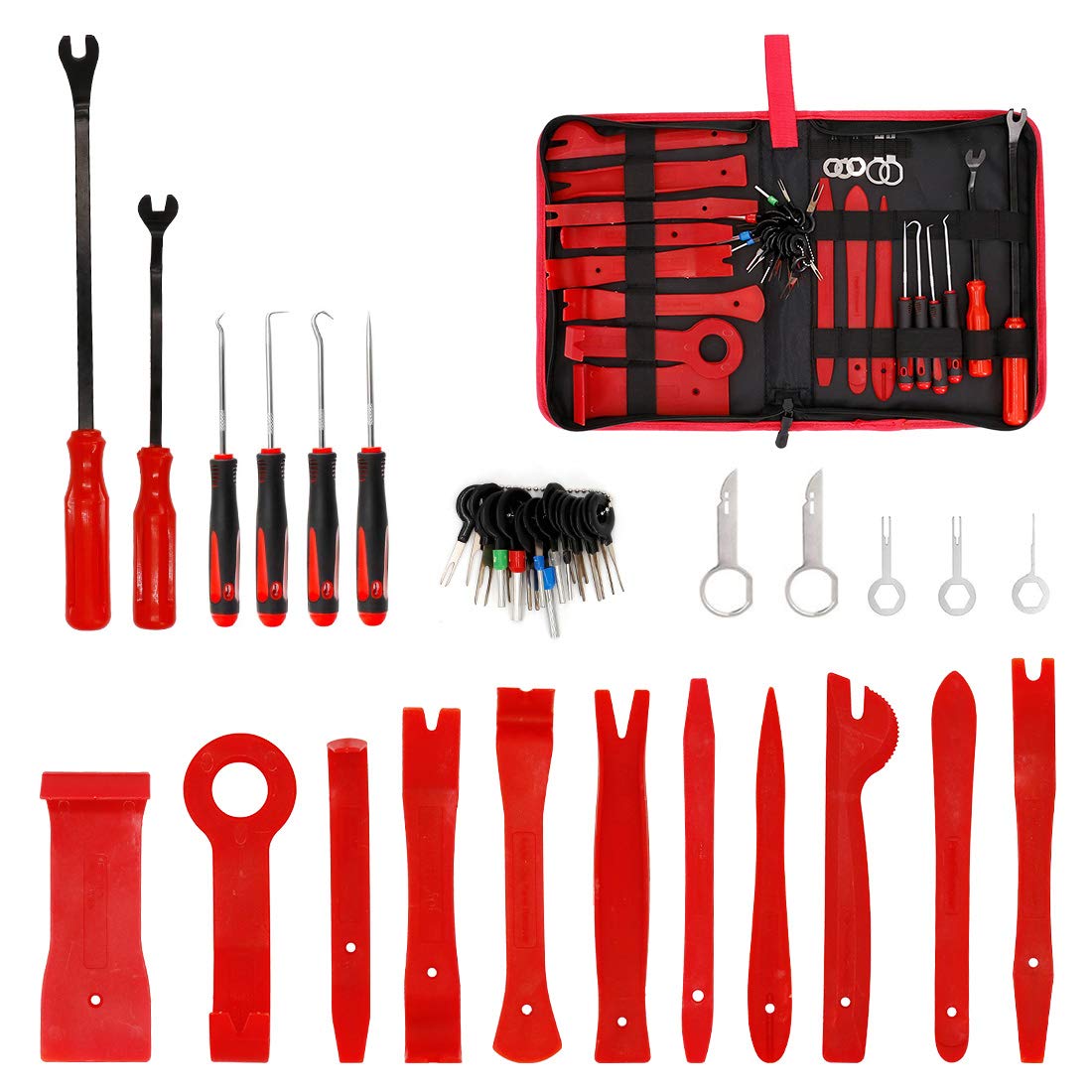 UTSAUTO 40Pcs Auto Audio Trim Removal Tool Set Car Panel Door Audio Trim Removal Install Tool Kit Upholstery Removal Tool with Storage Bag