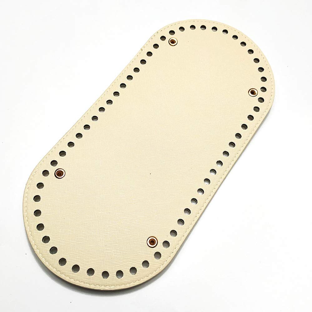 POFET DIY Knitting Crochet Bags Pu Leather Handbag Bottom Shaper Pad Weaving Bags for Handmade DIY Bag Accessories 25x12x0.4cm White
