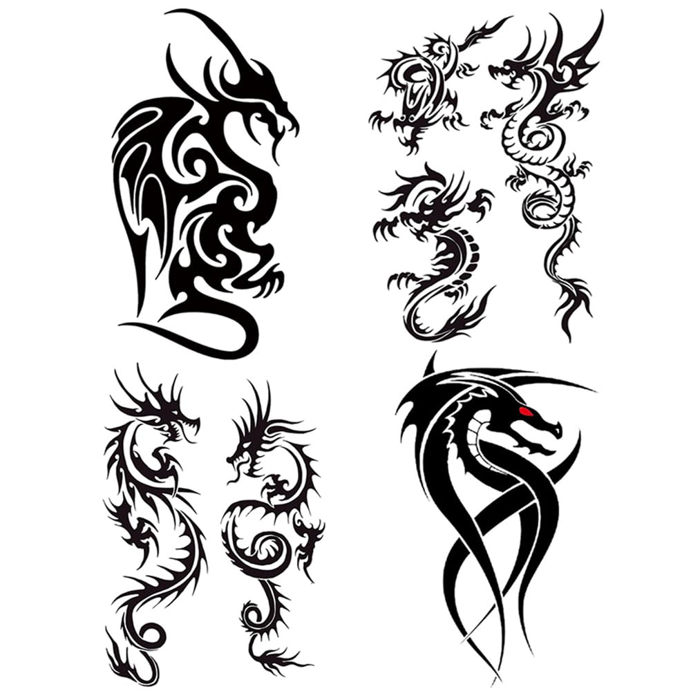 Dragons Temporary Tattoos Stickers for Women Men Girls 4 Sheets, Fake dragon lovely Tattoos Paper Body Sticker Set Party Favors,waterproof and Long Lasting body tattoos by Yesallwas