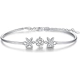 ÀIMBRACE Moissanite Bracelets for Women – Moissanite Bracelet, 925 Sterling Silver Jewelry, Adjustable | 18K White Gold & Rhodium-Plated | Stacked/Layered with Charm, Tennis | Gifts for Women