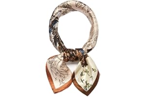 ANDANTINO 100% Real Mulberry Silk Scarf -21'' x 21''- Lightweight Neckerchief –Women Men Small Square Digital Printed Scarves