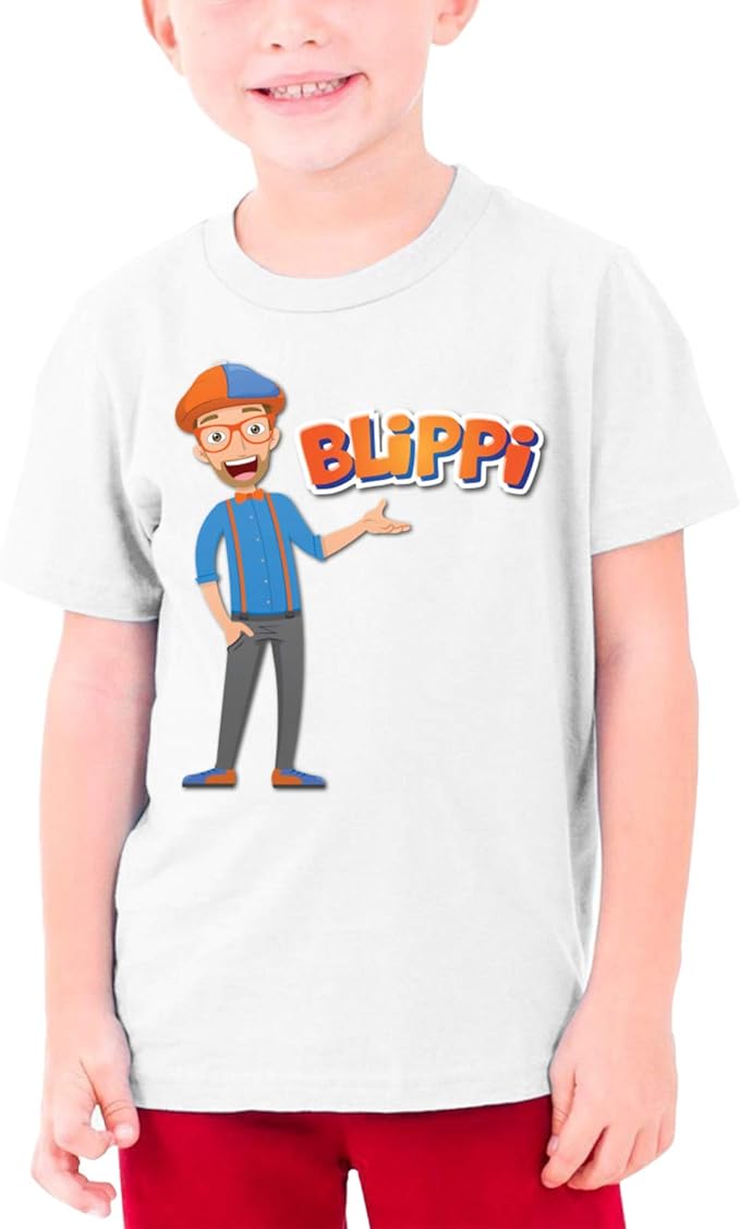 Blippi Boys Girls Short Sleeve TShirt,Child Unisex Top XL White