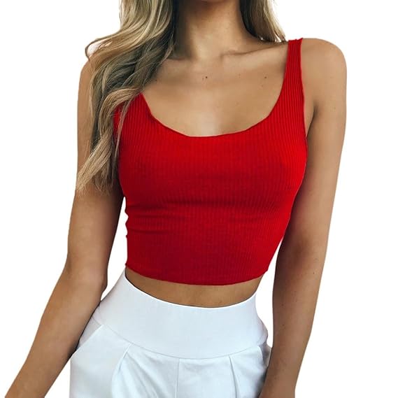 sleeveless red shirt