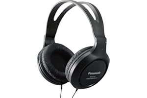 Panasonic Headphones, Lightweight Over the Ear Wired Headphones with Clear Sound and XBS for Extra Bass, Long Cord, 3.5mm Jack for Phones and Laptops – RP-HT161-K (Black)