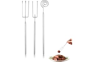 Ciieeo 3 Pcs Chocolate Dipping Tools Set, Stainless Steel Professional Candy Making Supplies, Fondue Forks for Truffles, Frui