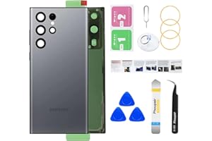 Phoupair Rear Back Glass Replacement for Samsung Galaxy S22 Ultra 5G with Professional Reparing Toolkit and Installation Instruction (Gray)