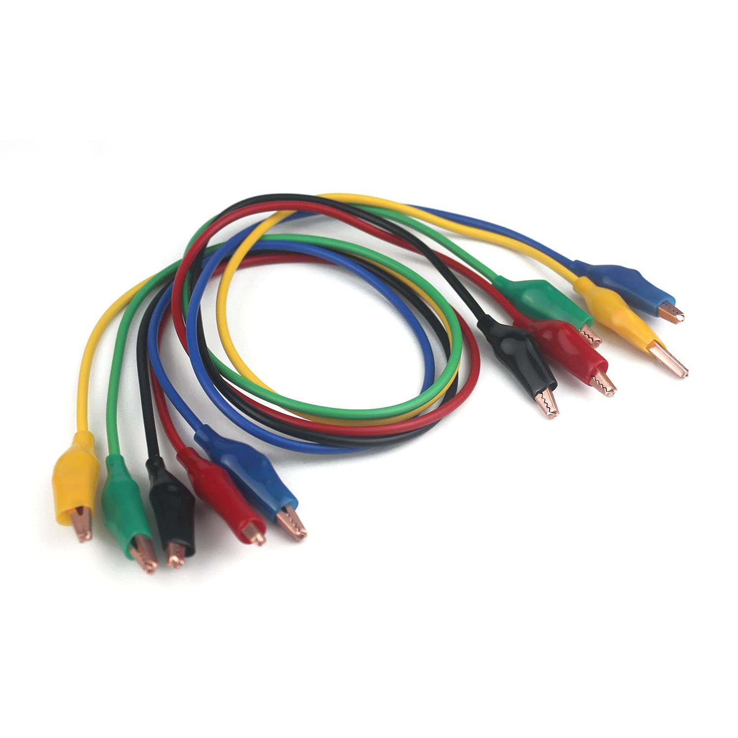 Double-ended Alligator Clip Cable Insulated Wire Multimeter Test Leads Set Alligator Clip Clamps for Laboratory Electrical Testing (5Pcs)