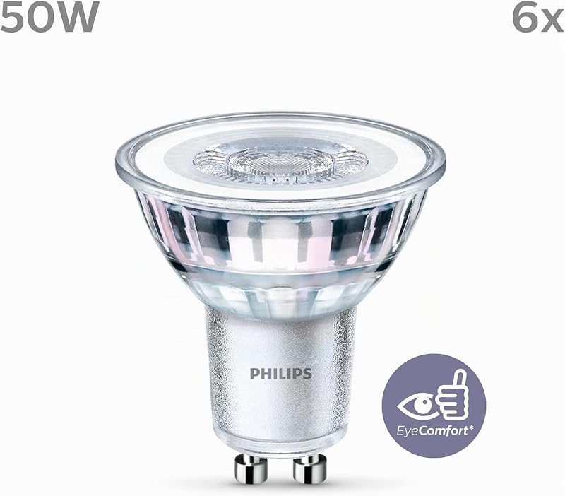 LED classic, ampoule LED équivalent 50 W, GU10, lot de 6, blanc neutre (4000 Kelvin) 390 lumens, réflecteur