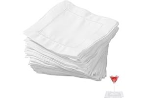 50pcs Linen Cocktail Napkins, 15x15cm/6x6in Reusable Square Cotton Fabric Cloth Cocktail Napkins Suitable for Wedding Birthda