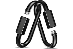HIGH-PQ 2Pack Black Heavy Duty Quick Links, 4Inch Threaded Quick Chain Link Connectors, 3/8” Locking Carabiners, 2000 LBS Capacity Chain Hooks for for Hammock Camping