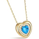 Kstyle Valentine's Day Gifts for Women - 14K Gold Filled 925 Sterling Silver Heart Birthstone Pendant Necklaces, Anniversary Birthday Jewelry Gifts for Wife Daughter Mom Grandma, Non Tarnish 16"+2"