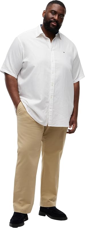 Camisa Hombre Linen Solid Manga Corta, Blanco (White), 2XL — foto 5 de 6