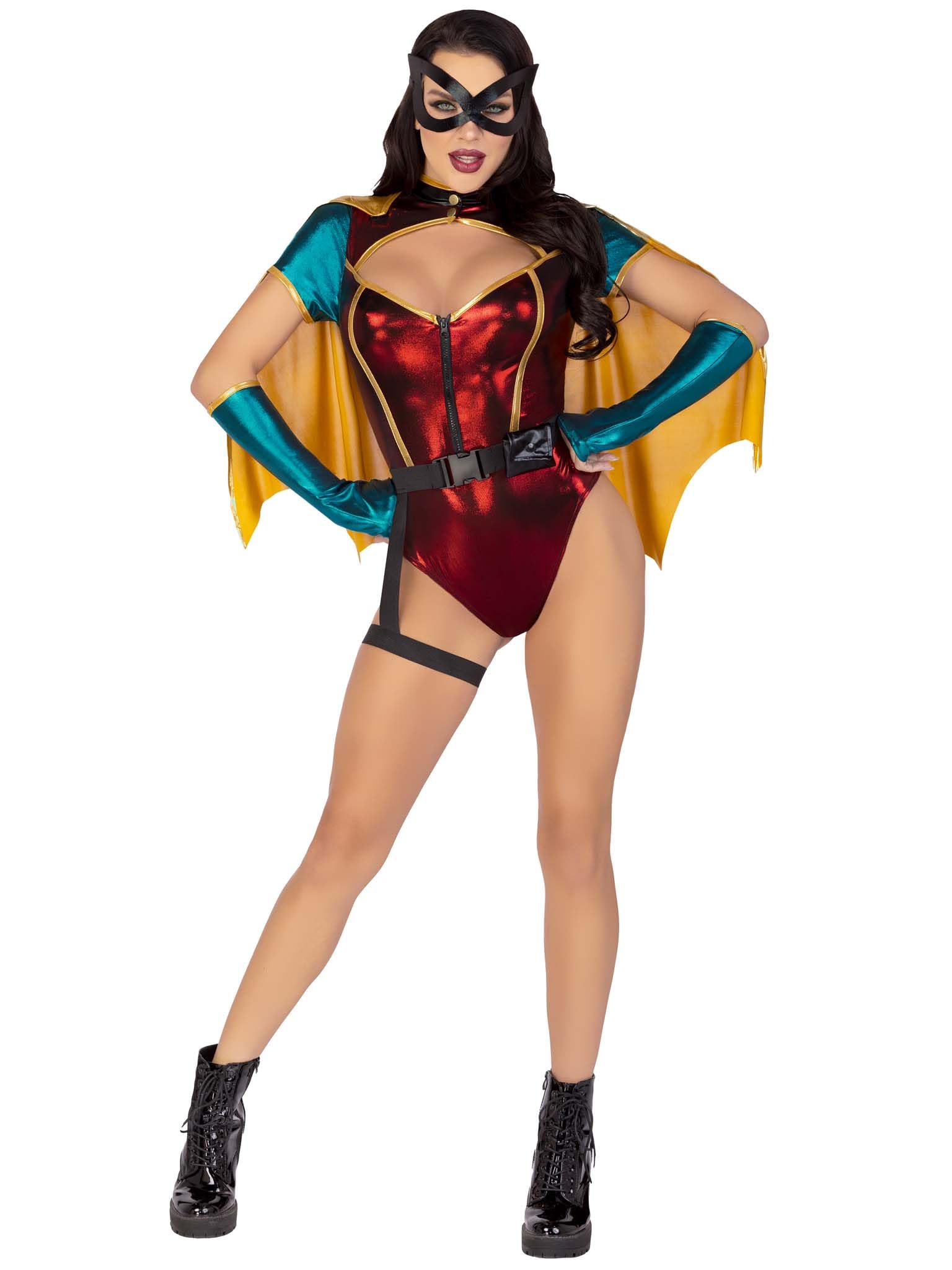 Leg Avenue Women 5 Pc Sultry Sidekick Halloween Costume With Cape and Gloves