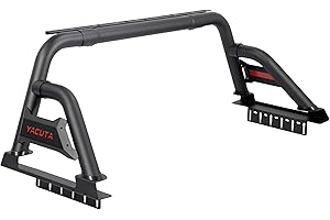 Yacuta Roll Bar for Mid Size Pickup Truck, No Drill Installation,Not obstruct Factory 3rd Brake Lights|with Light Mount on top |Compatible with Tacoma, Ranger,Canyon,Colorado, Frontier.