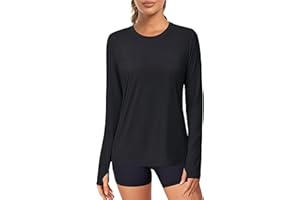 MAGCOMSEN Women’s Long Sleeve Shirts UPF 80+ Quick Dry Athletic Workout Tee Shirts with Thumb Holes Rash Guard Swim Tops