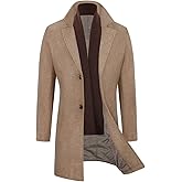 WULFUL Men Wool Trench Coat Slim Fit Winter Coat