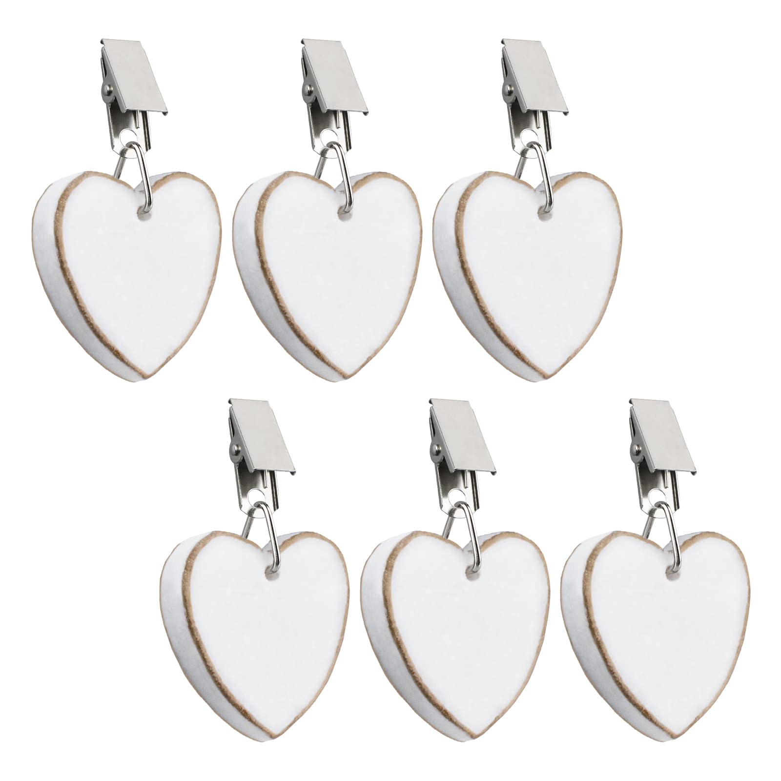 Morobor Tablecloth Weights Clips, 6pcs Heart Shape Stone Table Cloth Weights Metal Clip with Gilt Edge Design for Outdoor Picnic Family Dinner(Gray)